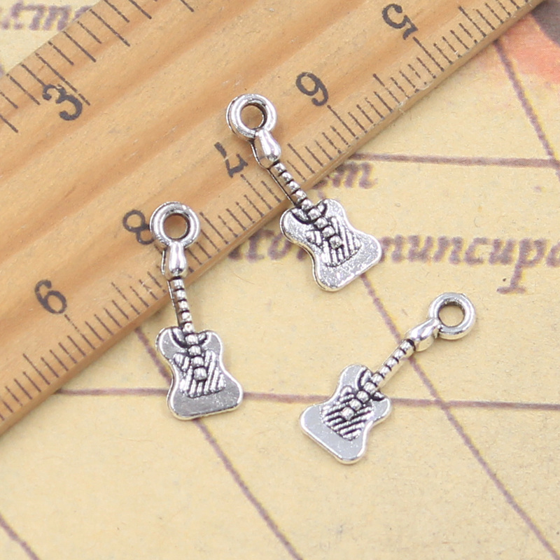 Musical Instrument Like Guitar - 30pcs Charms น่ารักเครื่องดนตรีกีตาร์ 19x6 มม.โบราณเงินจี้ทํา DIY