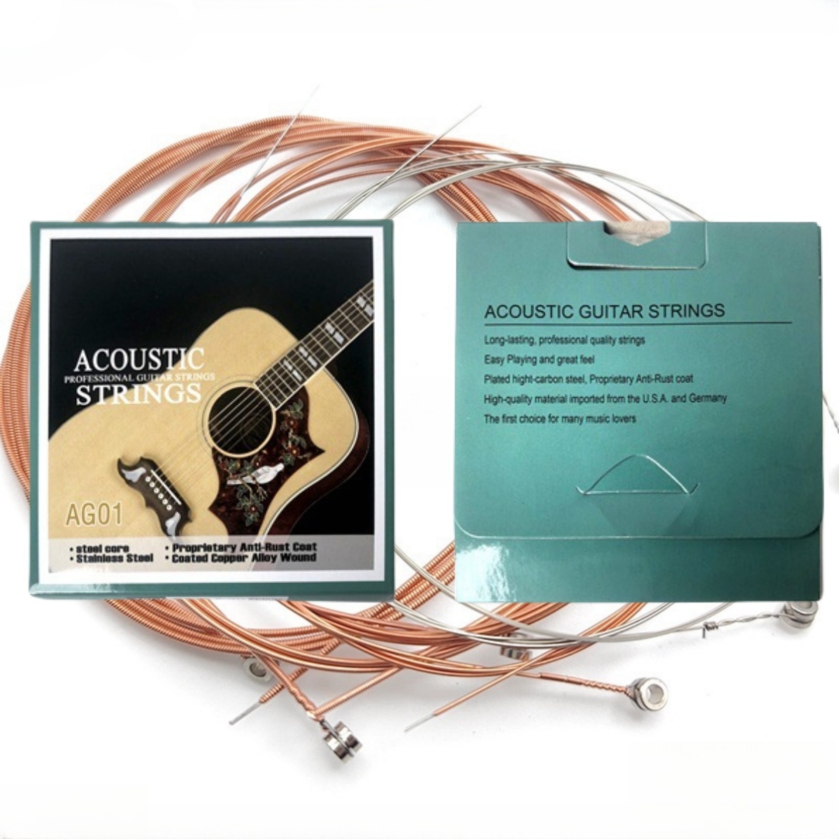 Musical Instrument With Strings - มิวาเยอร์ 1 ชุด/6 สาย AG01 สายกีตาร์อะคูสติก-แกนเหล็กคุณภาพ,เคลือบทองแดงอัลลอยด์