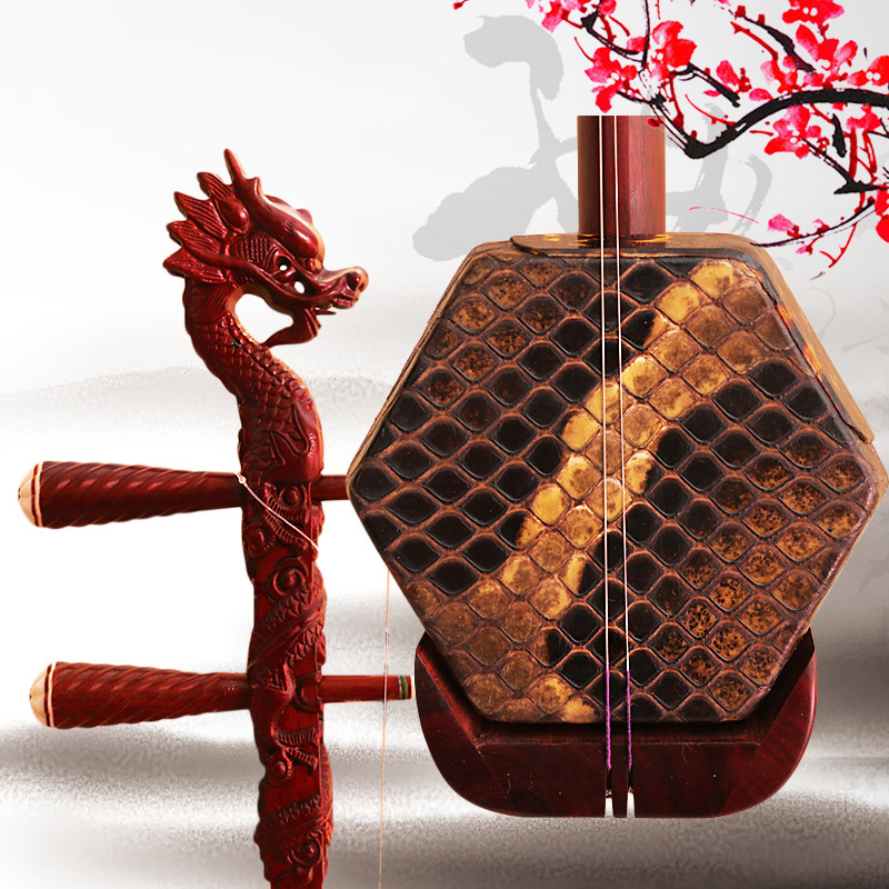 Erhu Violin Chinese - จีน Erhu ไม้จันทน์แอฟริกันสองสายไวโอลิน Fiddle รูปร่างหกเหลี่ยมคุณภาพสูง