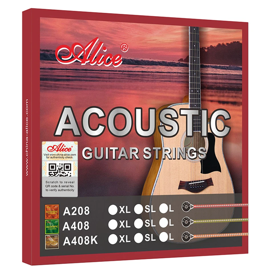 Musical Instrument With Strings - Alice A408 ชุดกีตาร์อะคูสติกกีต้าร์ Strings Light SUPER