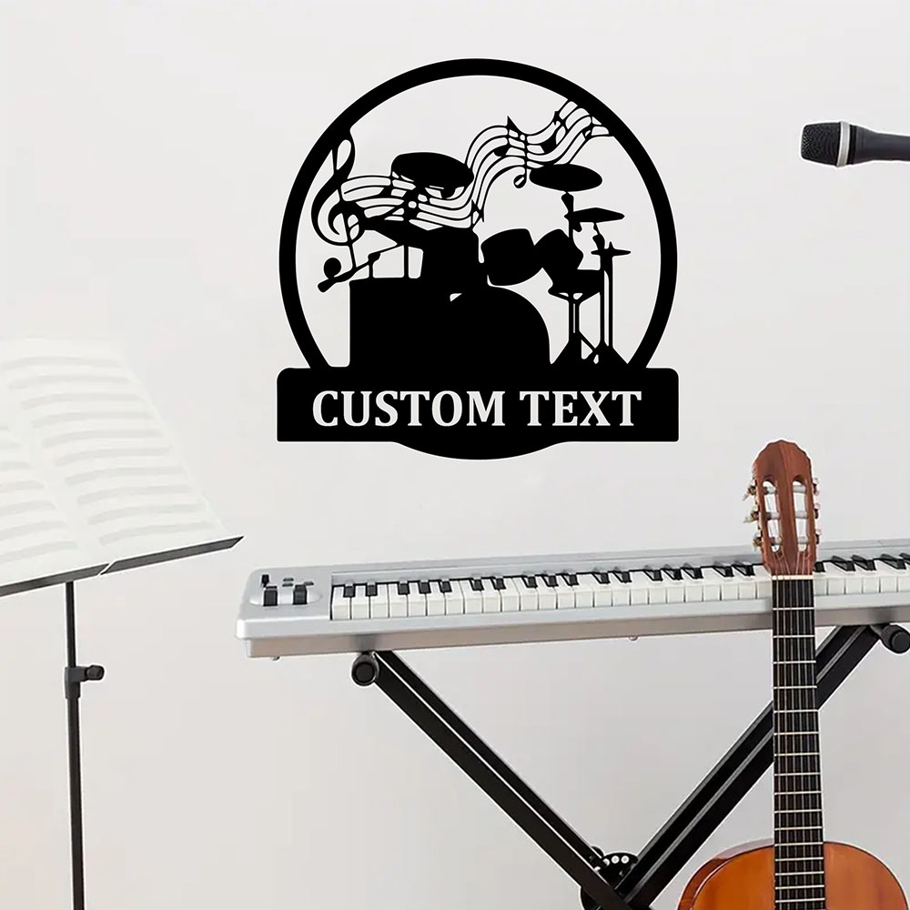 Musical Instrument With Names - วอลเปเปอร์ติดผนังลายเครื่องดนตรีสร้างสรรค์ 1 ชิ้น ปรับแต่งชื่อได้ วัสดุไวนิลแบบมีกาวในตัว สำหรับตกแต่งห้องนอน