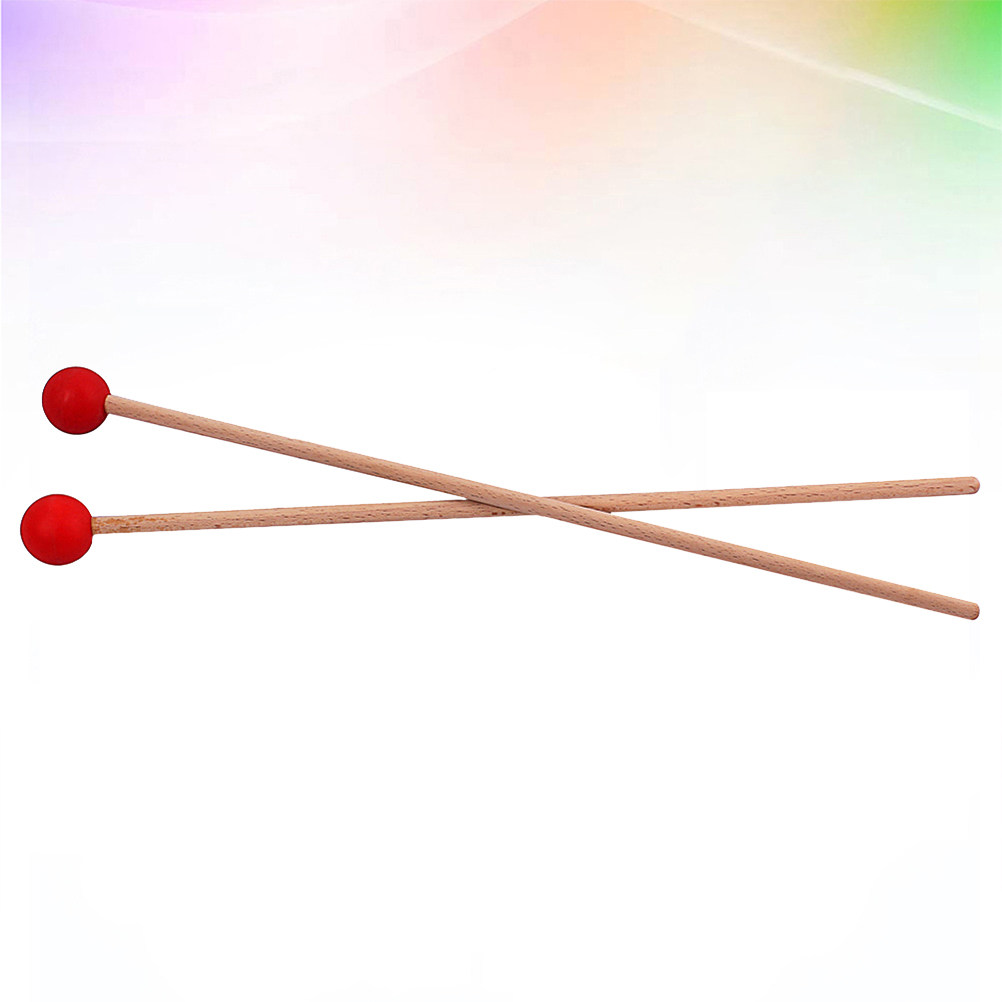Musical Instrument Glockenspiel - ไม้ตีกลองขนาดใหญ่ 1 คู่ ด้ามไม้ หัวยาง ไม้ตีกลองกล็อกเกนสปีล
