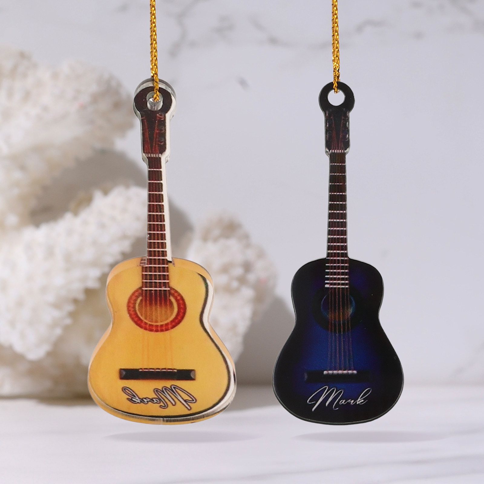 Musical Instrument Xmas Ornaments - กีตาร์จิ๋วตกแต่งคริสต์มาส 10 ชิ้น ของตกแต่งต้นคริสต์มาส เครื่องดนตรีจิ๋ว สำหรับตกแต่งบ้าน