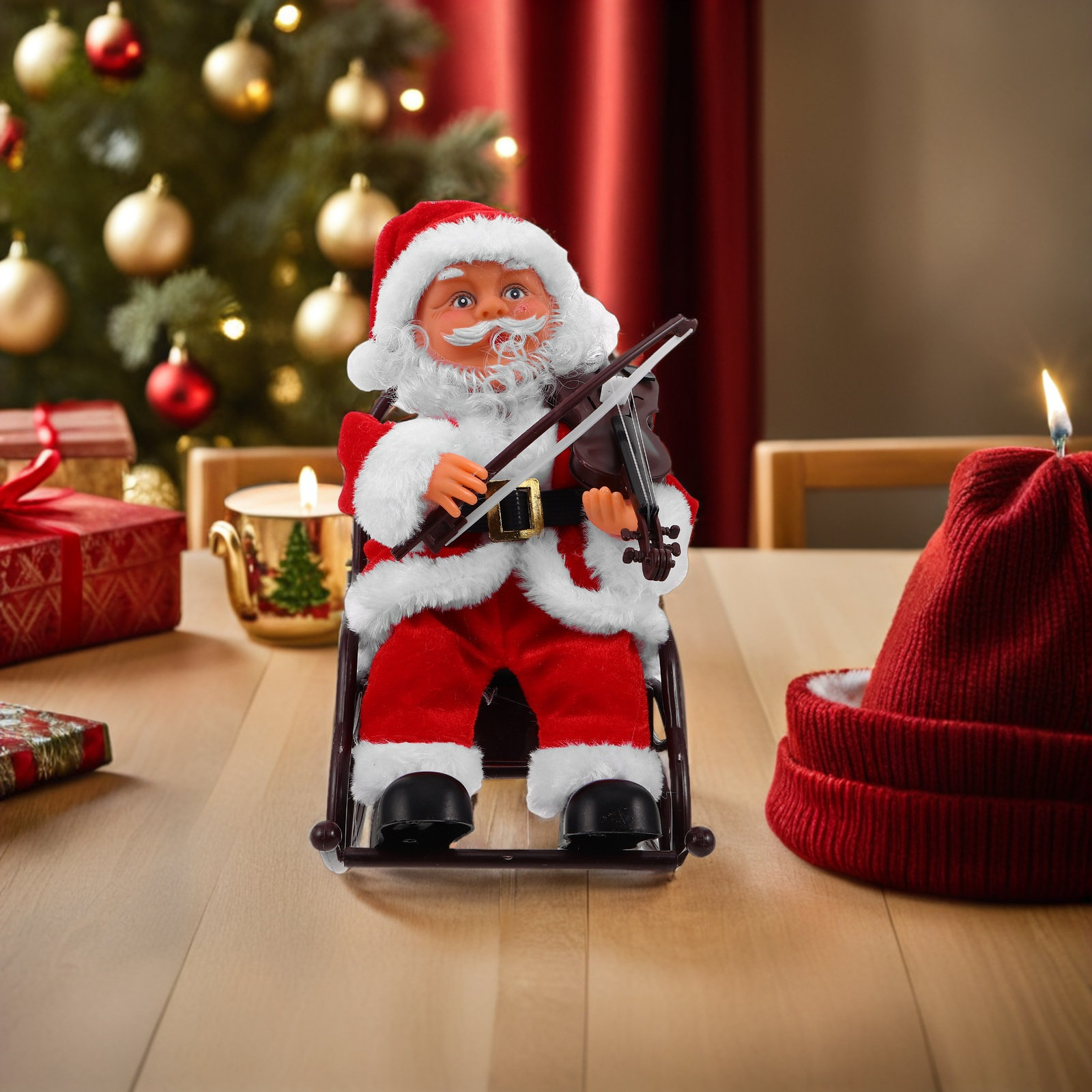 ซานตาคลอสไฟฟ้าสุดน่ารักพร้อมดน - Musical Instrument Xmas Ornaments บทวิจารณ์และราคา