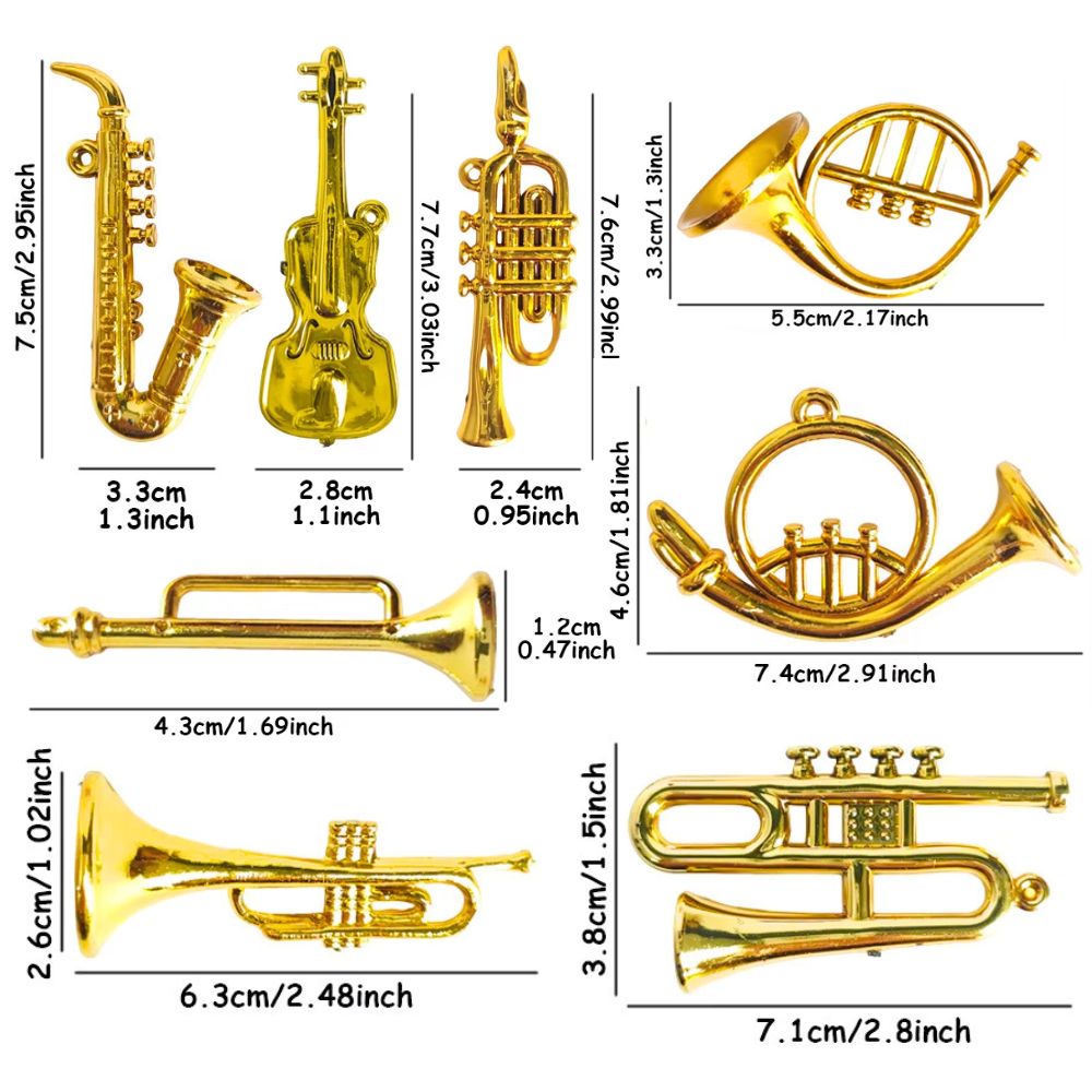 6/10 ชิ้น สไตล์สุ่ม จี้โลหะสีท - Musical Instrument Xmas Ornaments บทวิจารณ์และราคา